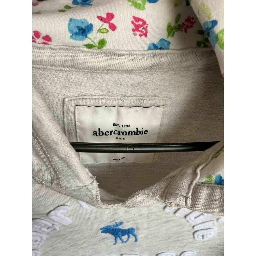 Abercrombie & Fitch Hoodie Kids Girls L Embroidered Y2K Hoodie Retro Floral